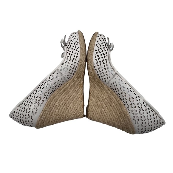 MICHAEL Michael Kors White Olivia Peep Toe Espadrille Wedge Heels Size 8 1/2 - Picture 6 of 9